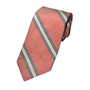 Jack Spade mens red gray stripe silk cotton blend neck tie EUC